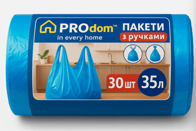Пакети для сміття 35*30 з ручками ТМ PROdom